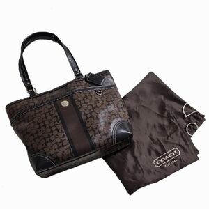 Coach Chelsea Heritage Tote Brown and Black Signature C